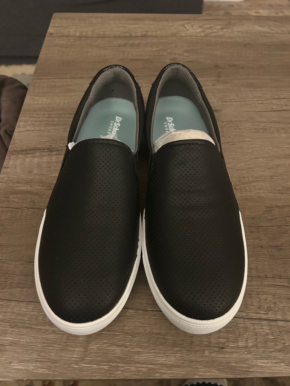 Dr. Scholl's Black Slip-On Perforated Casual Loafers with White Sole